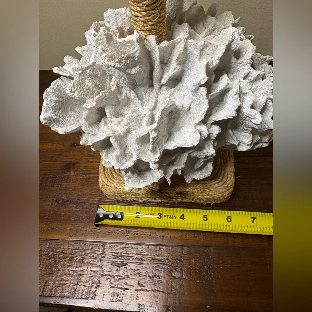 Two’s Company Faux  Coral Table Lamp- White - Picture 9 of 9